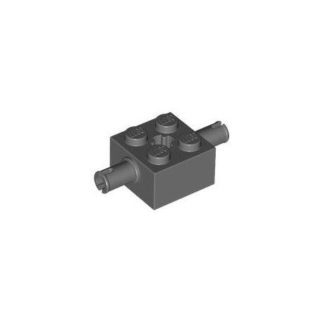 LEGO Peça - Brick, modif. 2x2 with pins, axle hole (cinza escuro) 3000027