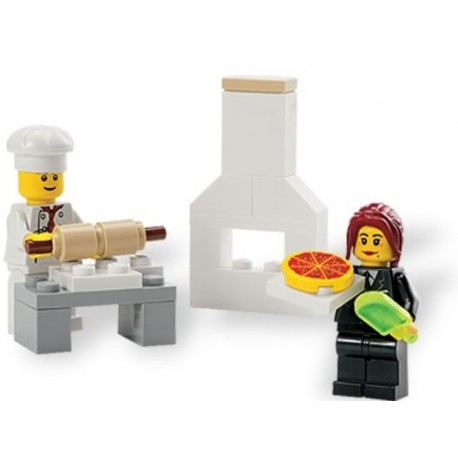 LEGO CITY Minifiguras - Chef e empregada na pizzaria (2 minifiguras + acessórios)