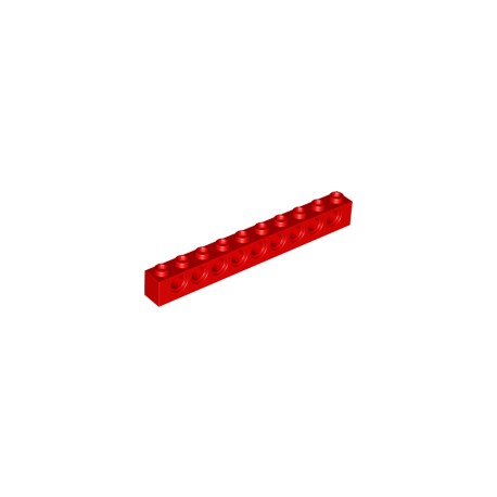 LEGO Peça - Brick Technic 1x10 c/furo de 4,9mm - (vermelho)