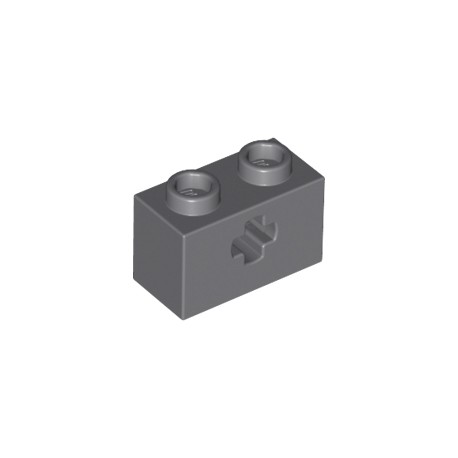 LEGO Peça - Brick technic 1x2 c/furo p/eixos (cinza escuro) 2001