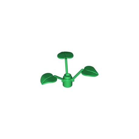 LEGO Peça - Plant Flower Stem 1x1x2/3 w. 3 Large Leaves (Green) 1995