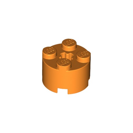 LEGO Peça - Round Brick 2x2 w. Cross (Bright Orange) 4141089