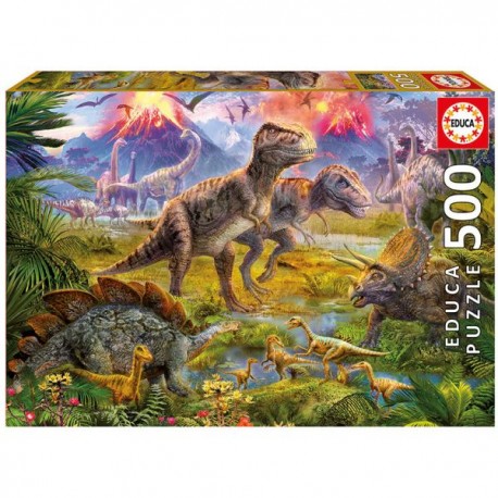 PUZZLE 500 pçs - Encontro de Dinossauros